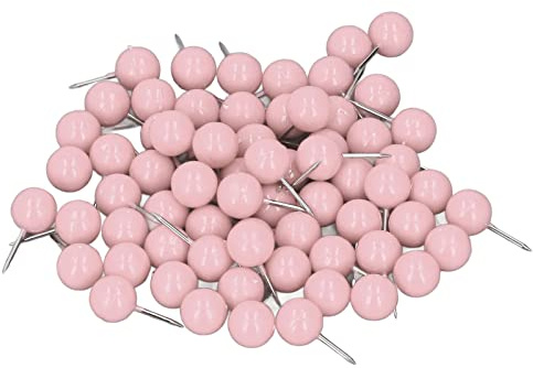 100-teilige Rundkopf Stecknadeln, Kartennägel mit Rostfreier Spitze, inklusive Aufbewahrungsbox (Rosa Farbe) | Rostfreie Rundkopf-Stecknadeln aus Edelstahl mit Aufbewahrungsbox Ideal zum Markieren von Reiserouten auf Karten