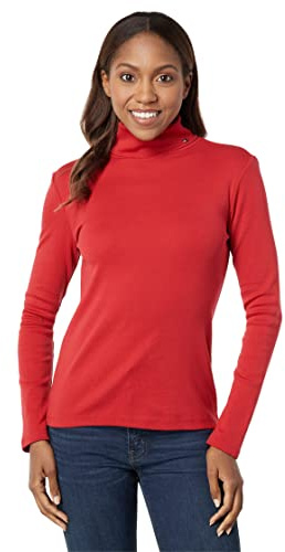 Tommy Hilfiger Damen Langärmeliger Rollkragenpullover Rollkragen, Chili Pepper, 42