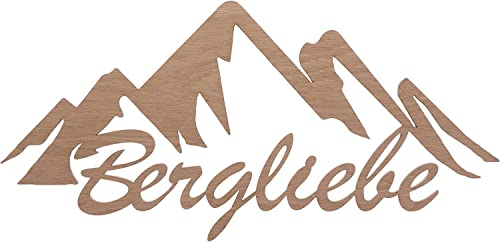 Bergliebe Wanddeko Holz | Schriftzug | Berg | Holzdeko | Bergdeko | Bergfreunde | Geschenkidee für Wanderer | 49x23,5 cm | Pohmer Design