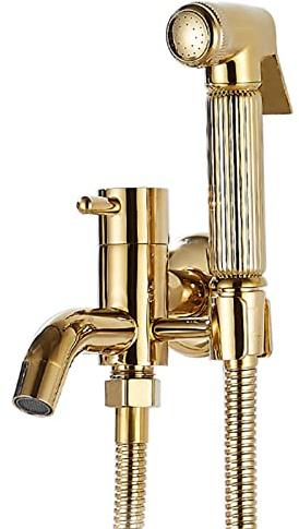 Doccino per Bidet Universale Doccetta Bidet per Wc con Miscelatore Spruzzatore a Pressione Bidet Ottone Oro con Tubo Doccetta per Wc Disabili