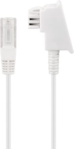 goobay 60672 Routerkabel, Telefonkabel, Anschlusskabel für DSL/ADSL/VDSL, TAE-F Stecker auf RJ45 Stecker (8P2C), weiß, 10 Meter