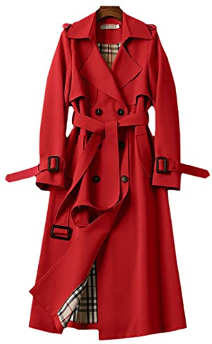 Donne Primavera Autunno Trench Cappotto Doppio Petto Media Lunghezza Cappotto