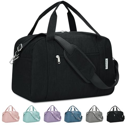 Narwey für Kleine Reisetasche Handgepäck Damen, Easyjet Handgepäck 45x36x20, Klein Reisetaschen Tasche Handgepäck Flugzeug, Sporttasche Weekender Damen Herren (Schwarz)