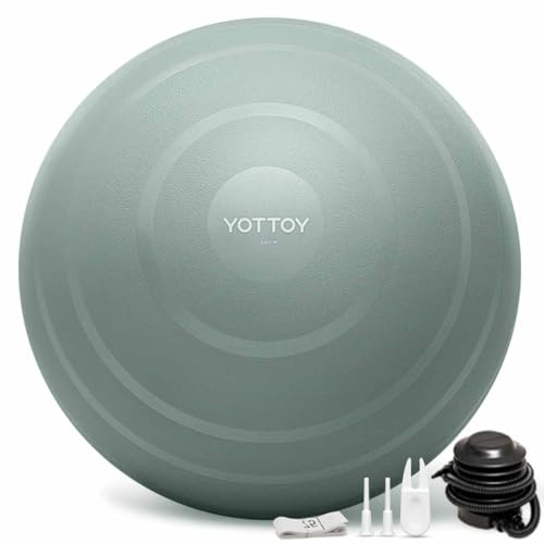 YOTTOY Gymnastikball für Training, Yoga-Ball für Schwangerschaft, extra dicker Trainingsball für Physiotherapie, Fitness mit Pumpe, Grün