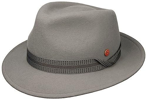 Mayser Maleo Trilby Wollhut Wollfilzhut Wolltrilby Filztrilby Damen/Herren - Made in The EU mit Ripsband Winter Herbst-Winter - M (56-57 cm) grau