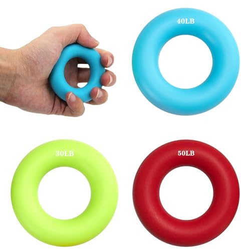 3 Pièces Main Grip Anneaux Ronds, Renfort de Doigts Exerciseur, l'Anneau de l'Avant Bras, Renfort de Préhension de la Main, Anneau de Musculation Doigts, pour Le Sport, Le Fitness(30/40/50LB)