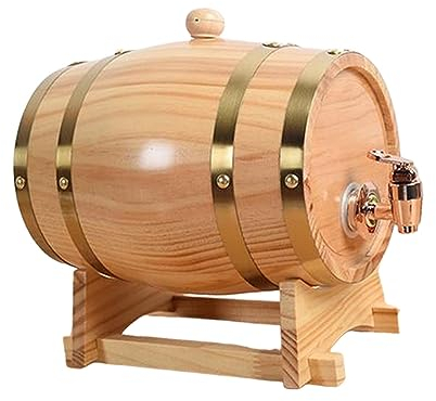 Folpus Dispensador de Barril de Whisky, Barril de Vino de Roble, Equipo de Almacenamiento de Cerveza de Madera, Barril de Vino de Madera Barril de Vino, 3L