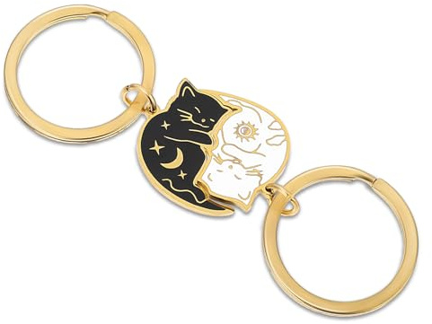 Amabro 2 süße Katzen Schlüsselanhänger, Paare passende Geschenke beste Freunde Schlüsselanhänger Geschenke Schlüsselanhänger Freund Freundin Jahrestag Geburtstag Hochzeit Jahrestag