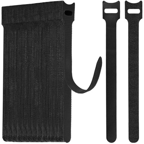 WSZJINB 80 Stück Klett Kabelbinder Wiederverschließbar, Schwarz Kabel Klettband Klettkabelbinder Wiederverwendbar, Kabelklett Klettverschluss Band für Kabelmanagement, Cable Organizer, Länge 10cm