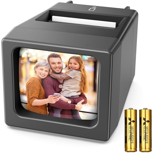 35-mm-Dia-Projektor und Dia-Betrachter, 2-fache Vergrößerung mit LED-Beleuchtung für alte Dias und 35-mm-Filmnegative (inklusive 2 AA-Batterien)