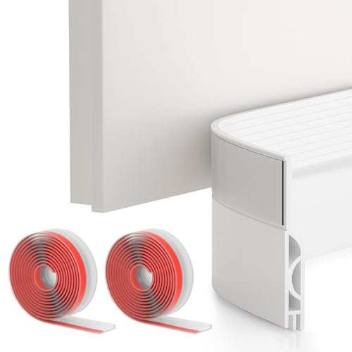 DENUOTOP Lot de 2 joints de porte autocollants - Boudin de porte et joints de porte - Contre les courants d'air et les insectes - Pour isolation phonique - 100 cm - Blanc