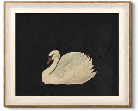 HUARCEY Gerahmt Vintage Wandbilder Wohnzimmer, Wanddeko mit Tiermotiven, Leinwand Bilder Wandbilder für Wohnzimmer & Schlafzimmer, Schwan 30L x 25W cm