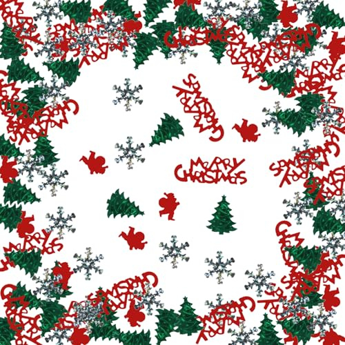 AKONE Konfetti für Weihnachten, 30g Glitzer Streudeko für den Tisch, Merry Christmas Schneeflocken Weihnachtsbaum Weihnachtsmann Deko