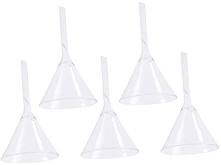 Cabilock 5 Piezas Embudo De Vidrio Triangular Para Laboratorio Embudo De Alimentación Química De Herramienta De Vidrio Para Líquidos o Sólidos De Laboratorio