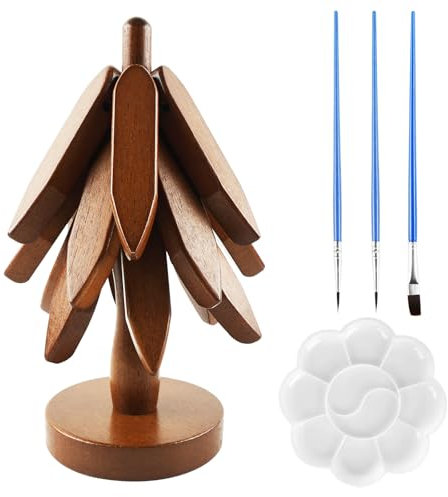 BDHYYM 23 cm Holz Weihnachtsbaum hitzebeständiger Pfannenuntersetzer, Faltbarer Pfannenuntersetzer für Küchenpfannen, Töpfe, Pfannen, Besteck und Tassen