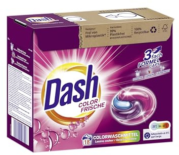 Dash® Color Fresh Caps de lessive 3 en 1 I 18 lavages I Protection des couleurs, élimination des taches et fraîcheur pour linge coloré