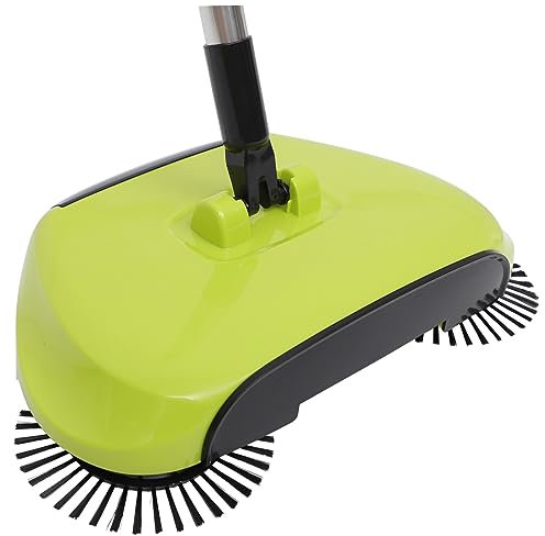 GLSTOY Manual Push Floor Sweeper Broom and Dustpan 3-in-1 Cleaning Mop 360° Rotating Head Green Household Sweeping Tool for Hard Floors and Carpets