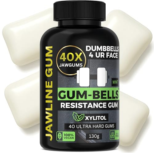 GUMBELLS® Xylitol chicles duros mandibula I Jawline Gum Chewing Gum Jawline (Pack 2 Meses (40unidades)) Mastic Gum más duro I mewing para mandibulas definidas – Sin Azúcar –sorbitol- Vegano