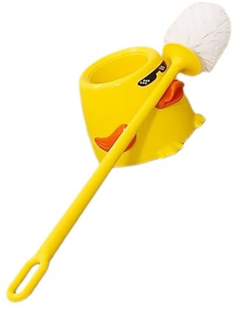 Gatuida Little Yellow Duck Toilet Brush Cute Duck-themed Set Soft Bristles for Bathroom Cleaning Scrubber Handle Storage Decor