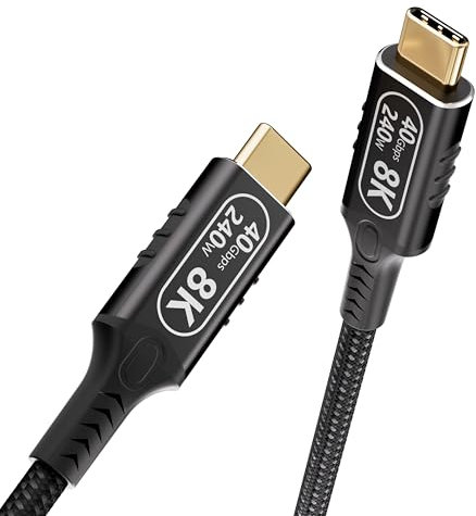 cavo usb c maschio to maschio Compatibl thunderbolt 4 1m,240W ricarica rapida,usb4 40Gbps trasmissione dati per thunderbolt 3,cavo type c Trasmissione video 8K/4K da monitorare,per Hub/SSD/Dock/Laptop