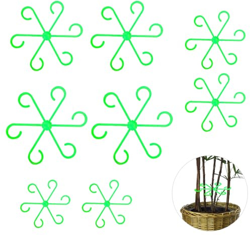 8PCS Plant Stem Support, Stem Holders for Plants, Climbing Houseplant, Flower Stem Supports, Climbing Houseplant Support Stakes, Reusable Plant Growth Accessories for Indoor Outdoor Plants (Green)