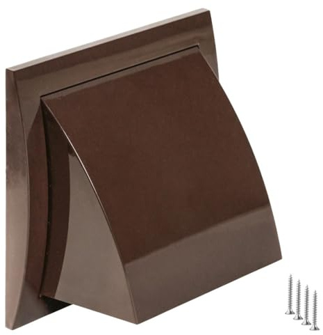 TURvent 4 inch Dryer Vent Cover Outside - ABS Plastic HVAC Air Vents for Exterior Wall - Brown Ventilation Exhaust Grille with Weather Protective Cap and Non-Return Valve