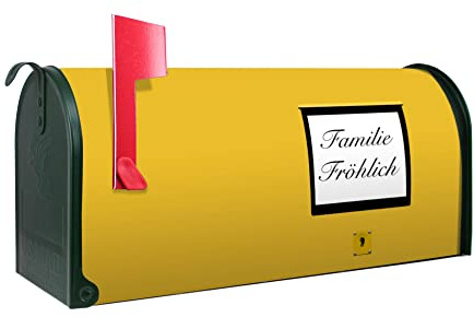 banjado® Amerikanischer Briefkasten - US Mailbox/Letterbox mit Motiv Briefkasten Gelb 51x22x17cm - Postkasten Stahl aus Amerika – Briefkasten amerikanisch grün pulverbeschichtet