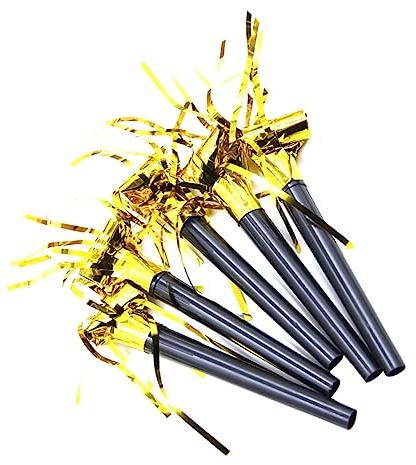 Milisten 20 piezas Unidades Silbatos con Flecos Dorados para Juguetes Ruidosos para Fiestas Infantiles Accesorios de Animación para Cumpleaños Plástico Seguro y Ecológico