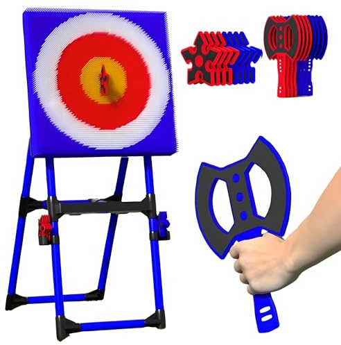 ZYGPH Throw Target Game Set, 2-in-1 Axe Throw & Lawn Dart Combo Backyard Game Set for Indoors and Outdoors with 8 Long-handled Flying Axe & 8 Six-star Dart for Family Kids Adults