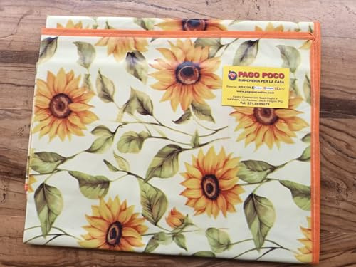 Pago Poco Tovaglia Rettangolare in Plastica 100% Impermeabile Disegno TUTTI GIRASOLI... In Tutte le Misure.. MADE IN ITALY !!! (140X240)
