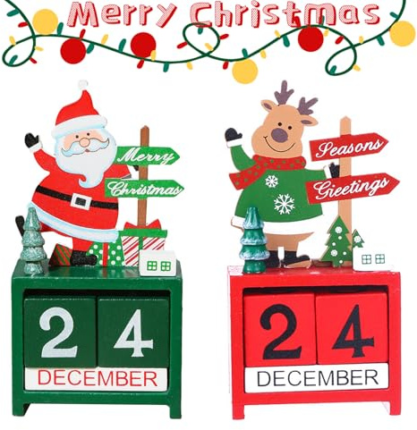 Calendario Perpetuo, Calendario Da Tavolo In Legno, Decorazioni Natalizie, Decorazioni Per La Tavola, Adatto Per Feste Natalizie E Decorazioni Per La Tavola Di Casa, 2 Pezzi