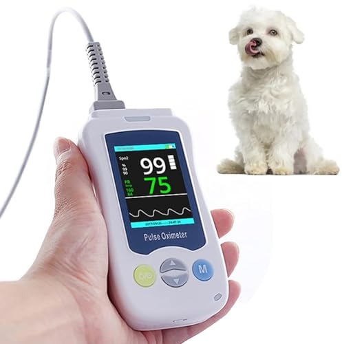 Mavdecll Veterinär-Pulsoximeter, Handheld-Tierarzt-Oximeter, SpO2 und Pulsfrequenzüberwachung, mit Ohr- / Zungensensor und Temperaturfühler, 2,4-Zoll-Display, für Katzen, Hunde, Kleintiere