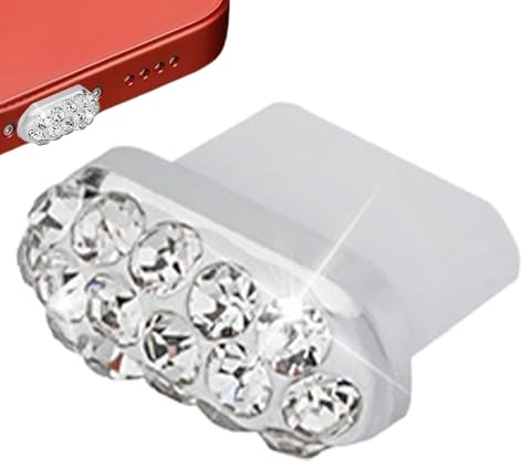 Porta di Ricarica di Tipo C Plug Anti -Polvere - Silicone, Strass 0,83x0,6 Cm Durevoli | Dušt Protectors Topper con Tappi di Polvere Anti-Perdita di Tipo-C, Detriti, Sporcizia, Fascino della Porta di