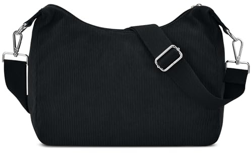 osacurt Cord Crossbody Bag Damen Umhängetasche Kleine Handtasche Cordtasche Faltbar Schultertasche mit Verstellbarem Schultergurt für Büro Pendeln Einkaufen Reisen