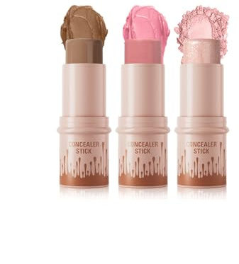 Set Di Stick per Contouring in Crema, Matita per Contouring a Lunga Tenuta, Scolpisce I Contorni Del Viso, Finish Leggero, Set Da 3 Pezzi (01)