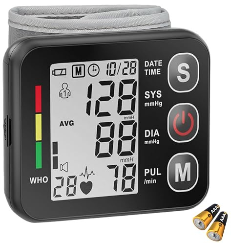 TradeProvider Wrist Blood Pressure Monitor, Automatic Digital BP Machine with Large Display & Memory, Accurate Portable Wrist Cuff Monitor for Home, Travel & Elderly Use