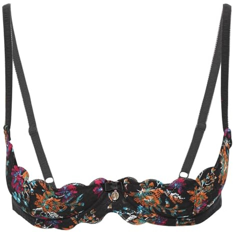 Women's Quarter Cup Sexy lace Design with Shoulder Strap Lingerie, Tempting Women's Bra with Steel Ring pad