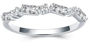 Ayoiow Gold Ringe Damen 585, Laborgezüchteter Diamant Irregulär Vorsteckring Weißgold 585 für Sie, 14 Karat Weißgold Größe 49 (15.6)