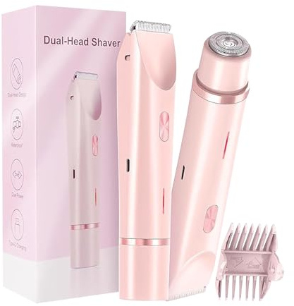 Rasoio elettrico per donne, tagliacapelli impermeabile, rasoio per viso e gambe impeccabili, tagliacapelli per peli del corpo e rimozione dei peli del viso per ascelle, gambe, braccia, corpo (Rosa)