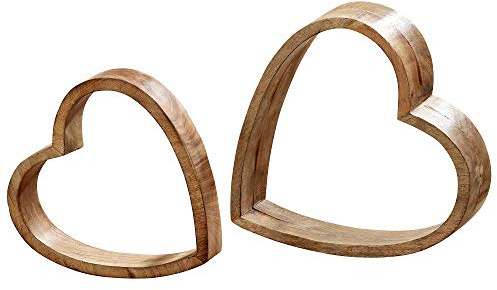 Boltze Deko-Herz 2er Set Mangoholz. rustikal. 28cm braun