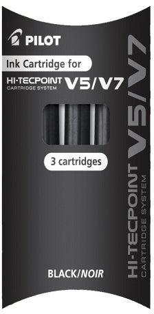 Pilot Recharge pour Système de Cartouches V5 / V7 - Noir, 1 x Paquet de 3