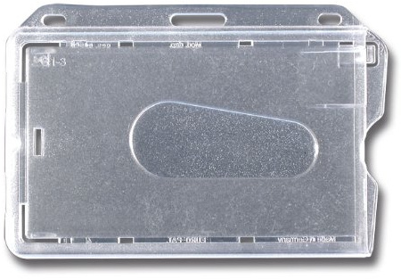 10 x Ausweishalter - Ausweishülle - Kartenhalter aus Polycarbonat transparent matt aus Hartplastik mit 3 Langloch und Daumenausschub
