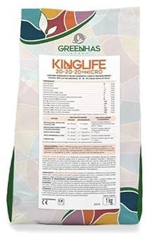 Kinglife 20-20-20, NPK 20-20-20 + microelementi (1 Kg), concime idrosolubile per piante e fiori
