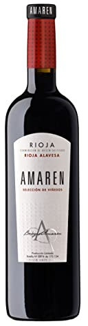 Amaren Selección de Viñedos - Vino Tinto D.O. Rioja - Variedad de Uva Tempranillo y Garnacha - Notas de Fruta Roja - Reposo en Barricas Roble Francés y Americano - Botella 75 cl