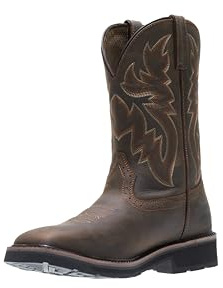 Wolverine Men's Rancher 10 Square Toe Steel Toe Work Boot, Dark Brown/Rust, 10 M US