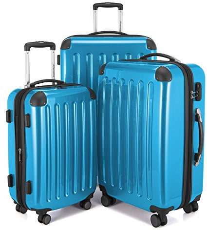 Hauptstadtkoffer Alex - 3er Kofferset - Handgepäckskoffer 55 cm, mittelgroßer Koffer 65 cm + großer Reisekoffer 75 cm, Hartschale ABS+PC, Zahlenschloss, Cyanblau