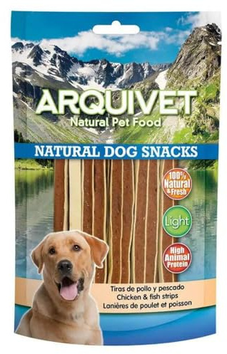 ARQUIVET Lanières de poulet et poisson 100 g - 100% collations naturelles pour chiens - chuches, prix, bonbons et récompenses canines