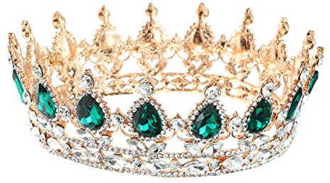 frcolor Royal Kristall Diadem Strass Brautschmuck Krone Prinzessin Haarband Kopfbedeckung für Festzug Hochzeit (grün)