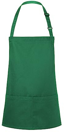 Karlowsky BLS 6 PURE Kurze Latzschürze BASIC mit Schnalle und Tasche, 65% Polyester/35% Baumwolle, Waldgrün, Einheitsgröße
