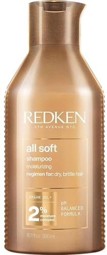 Redken All Soft Shampoo - Moisturizes & Hydrates Dry, Brittle Hair, Gently Cleanses and Softens, With Argan Oil, Safe For Color-Treated Hair, 10.1 Fl Oz